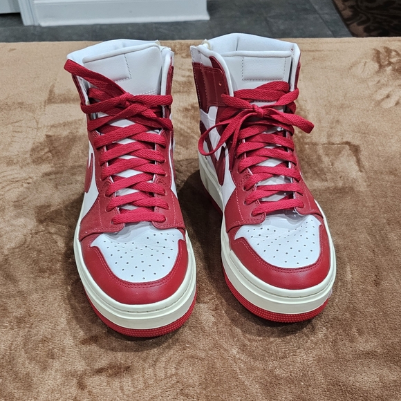 Women's Red and White High-Top Sneakers - Picture 5 of 7